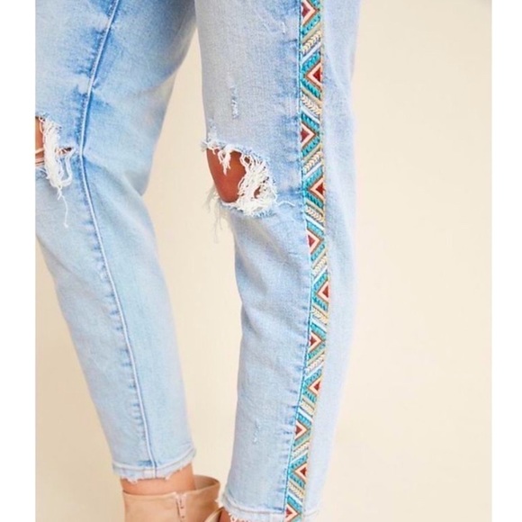 Driftwood x Free People Gizelle 27 High-Rise Embroidered Skinny Jeans New - Picture 13 of 15
